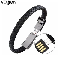 vogek leather charger bracelet portable fast charging cable micro usb data line fashion leather bracelet for iphone smartphone