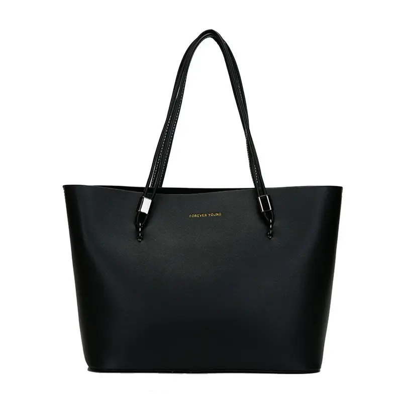 

Solid Color 2 Pcs/Set Big PU Leather Handbag For Women Designer Large Capacity Tote Bags Lady 2021 Winter Shoulder Shopping Bag