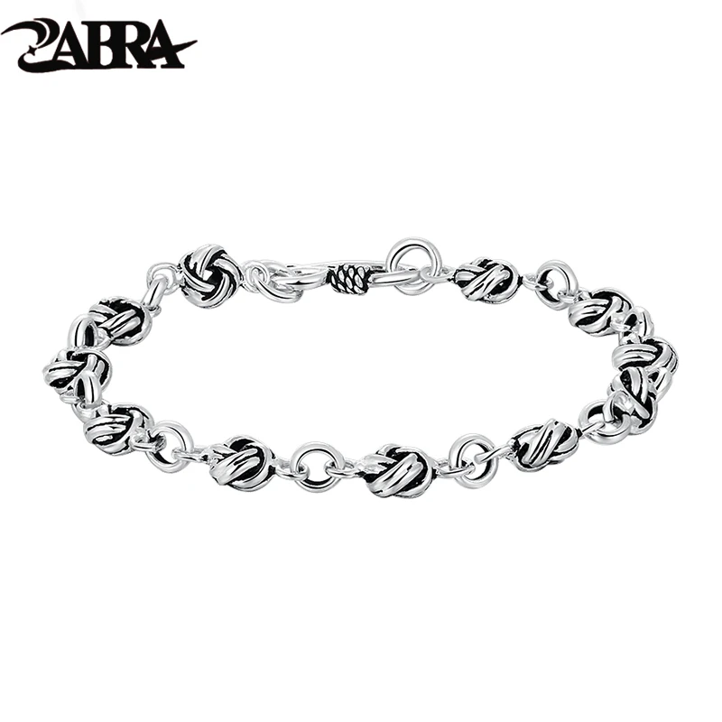 ZABRA 925 стерлингового серебра Kink цепь браслет для женщин мужчин Готический вечерние день благодарения Винтаж Байкер ссылка ювелирные изделия