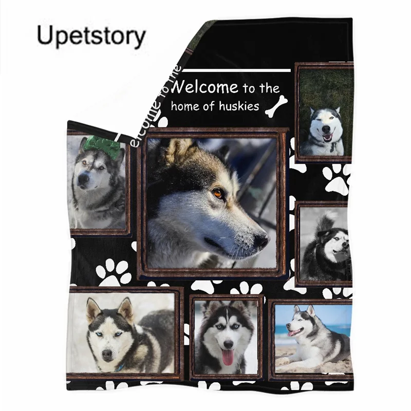 

Upetstory Fleece Blanket on the Couch Husky Printed Travel/Home Very Soft Blankets Children Comforter Single Bed Bedspread