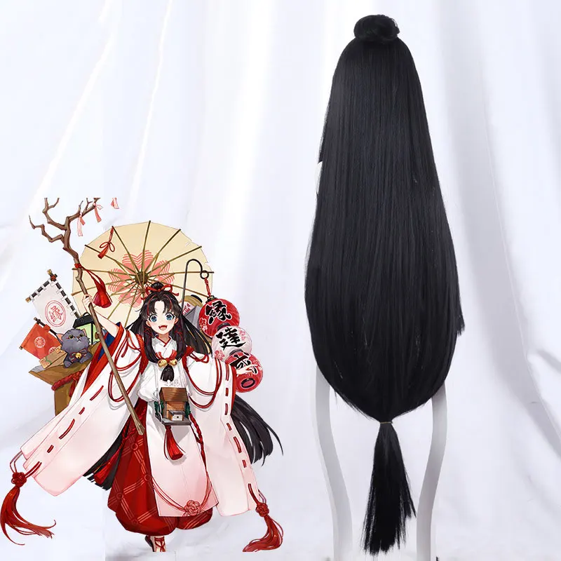 Женский длинный прямой парик Netease Games Onmyoji Master Knot God черный красный для косплея |
