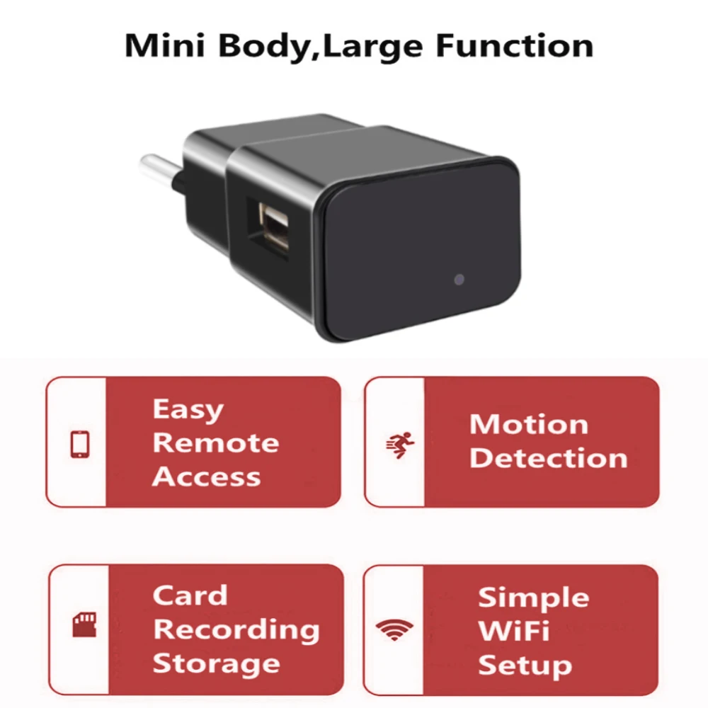 1080P Мини Wi-Fi камера Беспроводная USB розетка настенное зарядное устройство