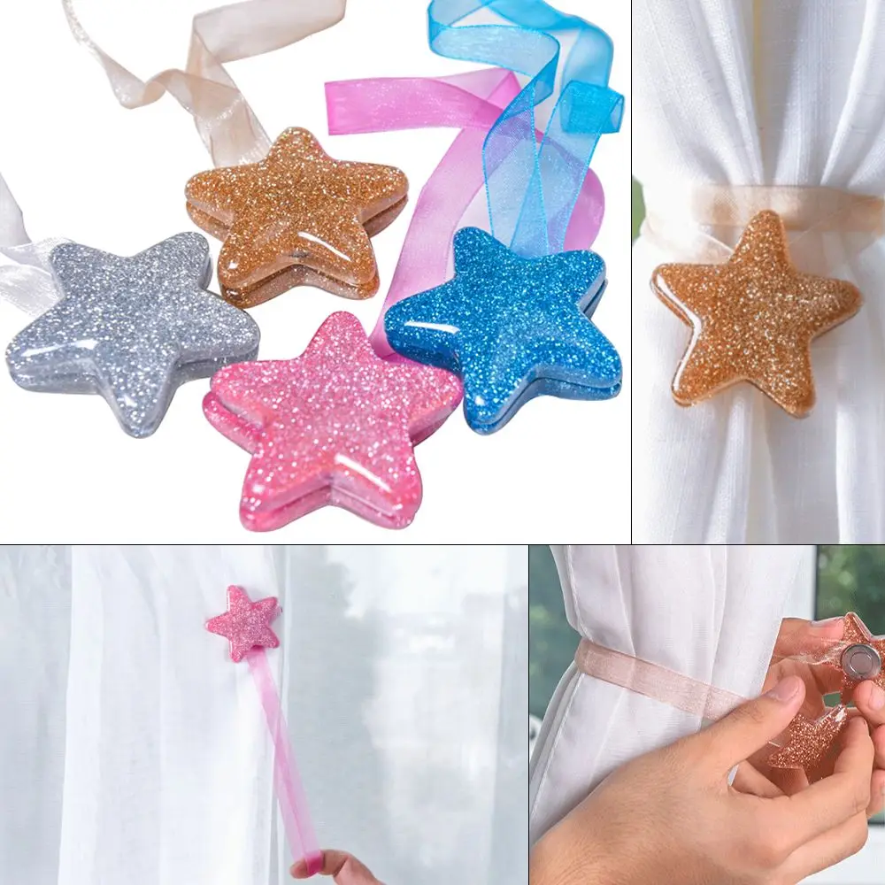 

Home Decor Magnetic Tiebacks Buckle Clips Holdbacks Curtain Ring Curtain Buckle Star Shape Magnet