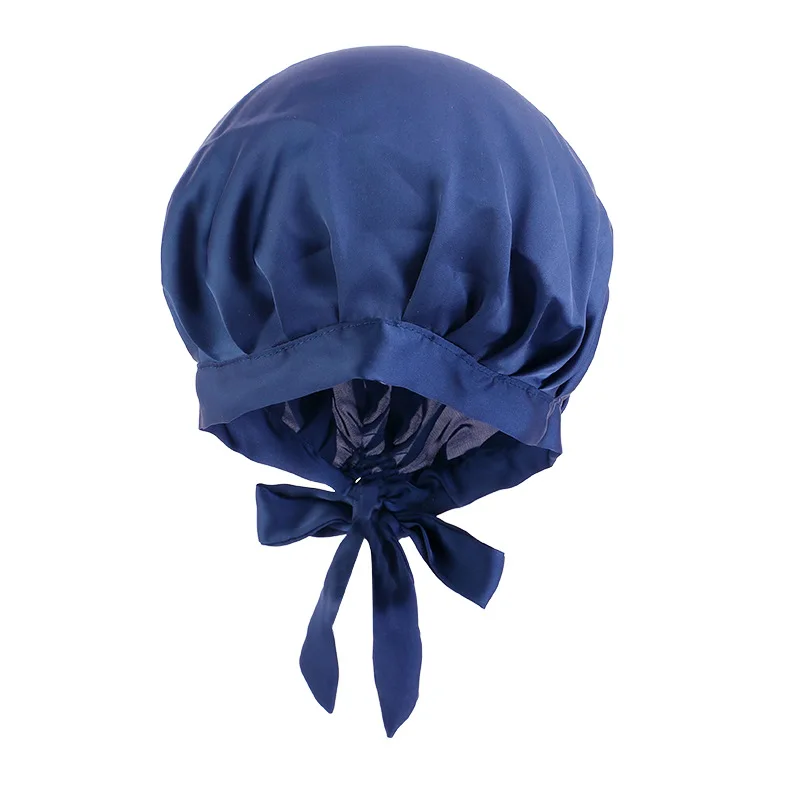 

elegent Solid Scarf women Chemo cap print Silk Night Sleep Cap Satin soft Hair Bonnet long tie Hat Head Cover bow