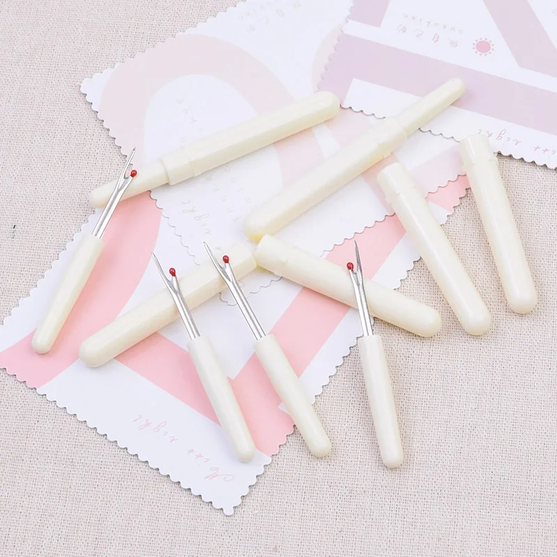 

20 PCs Plastic Handle Seam Ripper Stitch Sewing Tools Cross Stitch Picker Handle Craft Thread Cutter Accessories Beige 8cm x 1cm