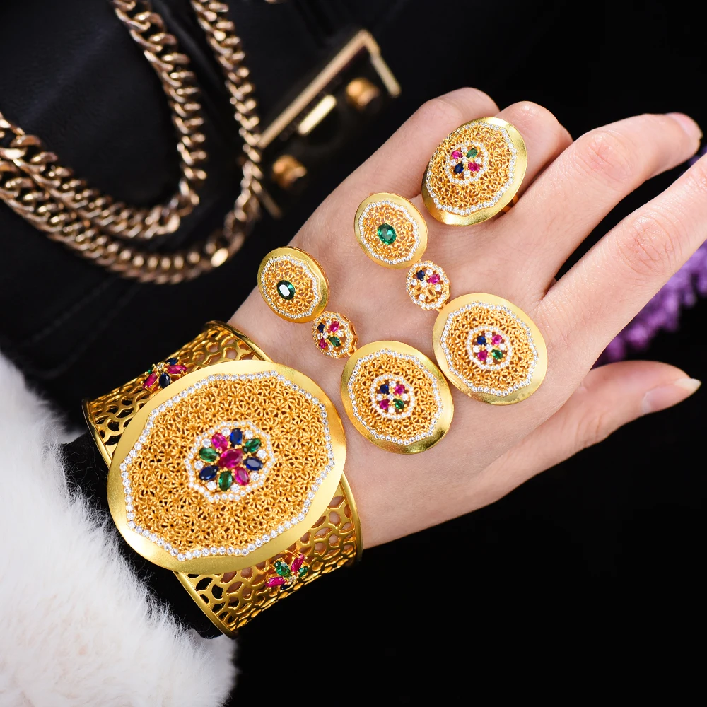 GODKI новые шармы 4 шт. браслет кольцо ожерелье серьги для женщин свадебный набор