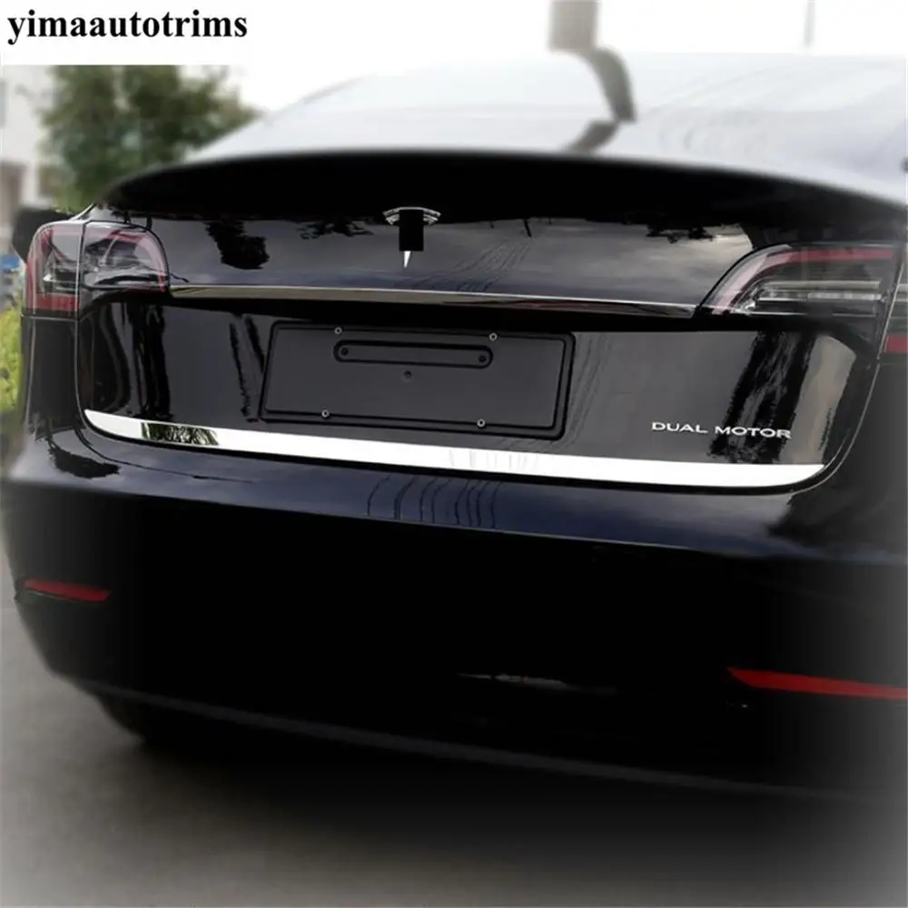 

Rear Trunk Tailgate Botton Lid Strip / Switch Button Frame Cover Trim For Tesla Model 3 2018 -2021 Stainless Steel Exterior