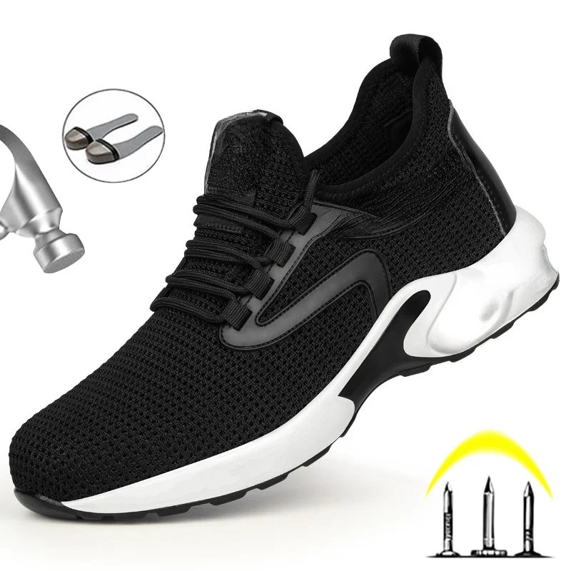 

2021 Fashion Safety Work Shoes Men Steel Toe Cap Indestructible Shoes Anti-Smashing Construction Safety Boots Work Sneakers Male