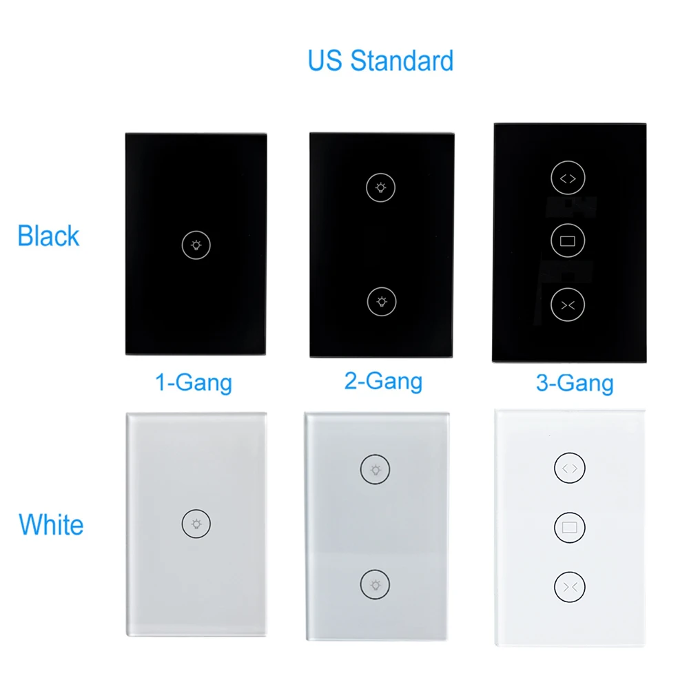 Настенный выключатель Хрустальная стеклянная панель стандарт ЕС США сенсорный