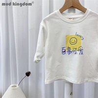 mudkingdom cute boys girls t shirts fashion long short sleeve crew neck print letter casual tops for toddler casual kids clothes