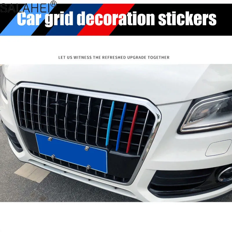 3Pcs Car Styling Front Bumper Air Grille Grill Decoration Strips Sticker Trim For Audi 2012-2015 Q3 2013-2018 Q5 Accessories - купить по