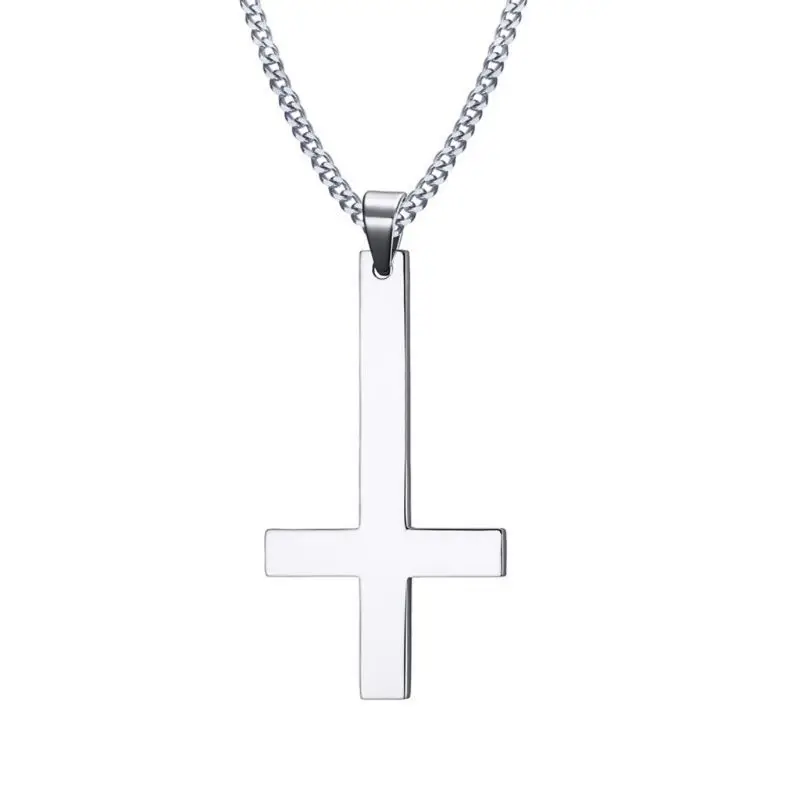 Hot Stainless Steel Upside Down Cross Necklace Inverted Pendant with Chain | Украшения и аксессуары