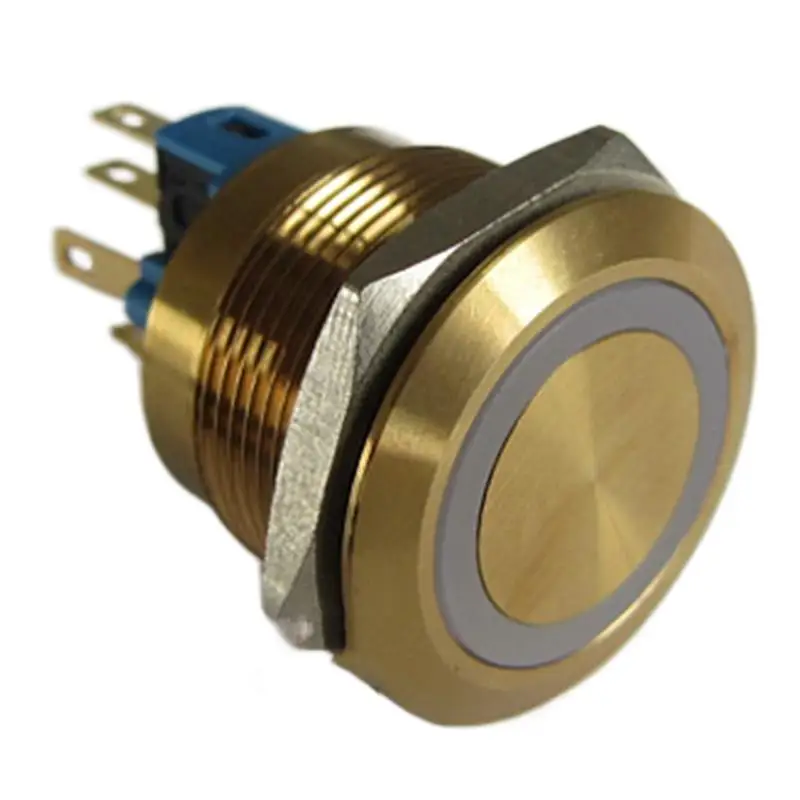 

ELEWIND 22 мм кольцо цвета шампанского с подсветкой, мгновенный металлический кнопочный переключатель из нержавеющей стали (PM221F-11E B/12V/CS)