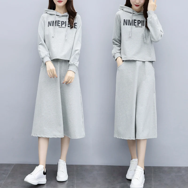 Спортивный костюм для женщин 2019 Весна Осень Женский Большой размер с буквенным