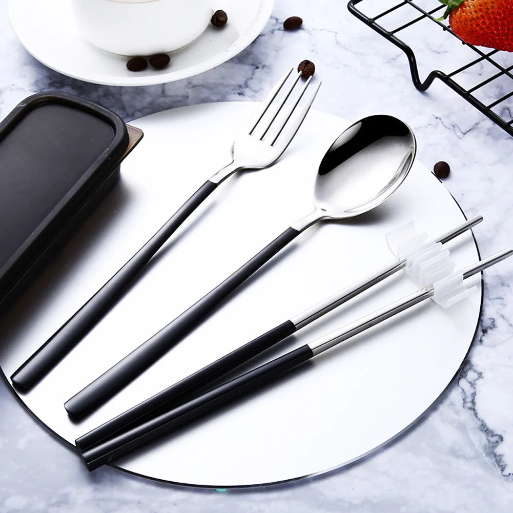 Набор посуды из нержавеющей стали портативный дорожный набор столовых приборов