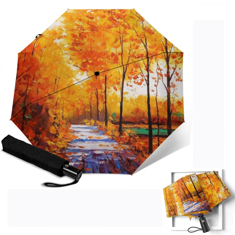 Осенний полностью автоматический Ветрозащитный Зонт с УФ-защитой Модный