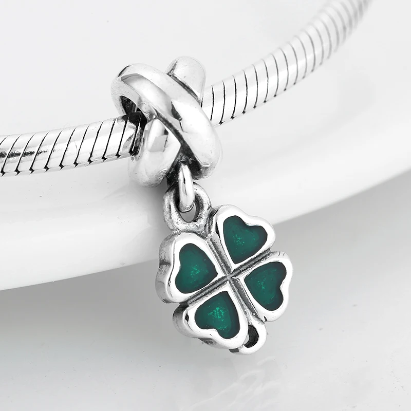 

Amas Hot 925 Sterling Silver Green Enamel Heart Charm Pendants Beads Fit Original Bracelet Necklace DIY Jewelry Making