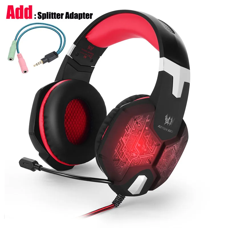 Red and Cable Наушники с микрофоном игровые наушники для компьютера пк и подсветкой выставка Многоцветный Led light LOTONE 2.1 метра кабель 2 mini 3.5 мм Штекер игровые гарнитура с Микрофоном для компьютера - Цвет: Red and Cable