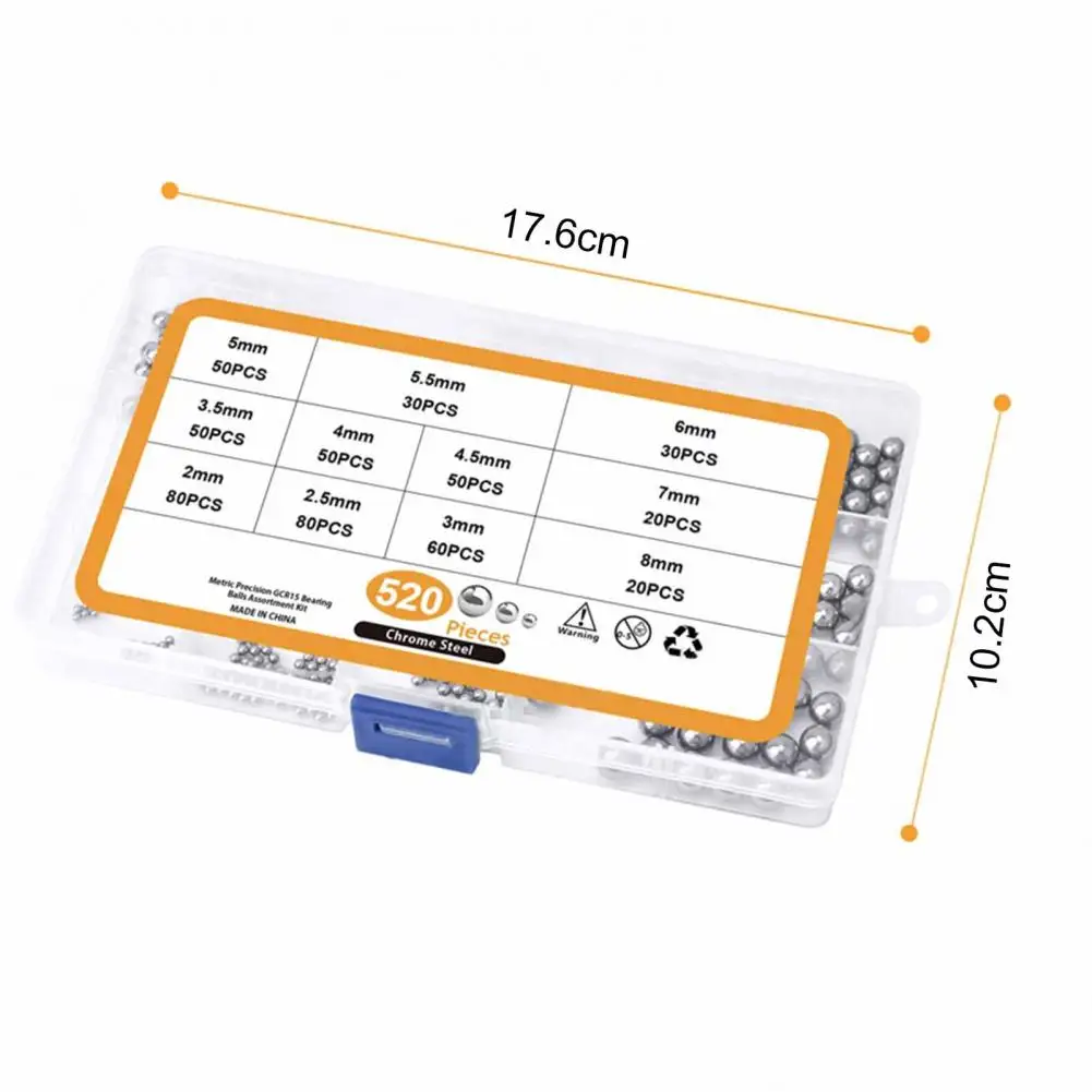 

520Pcs Ball Bearing Durable 304 Stainless Steel Ball Replacement Parts Machinery Paintballs Bike Steel Ball Accessories Supplies