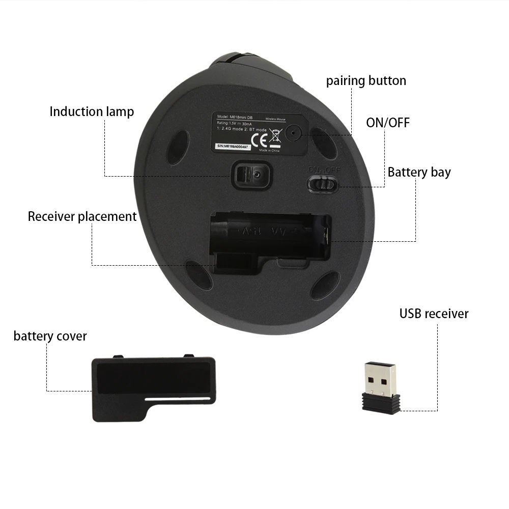 CHYI Вертикальная игровая мышь Bluetooth 3 0 и 2 4G с двойным режимом беспроводная 2400DPI
