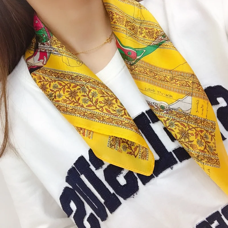 

Silk Scarf Women Shawls Wraps Fashion Small Hair Neck Hijabs Foulard Scarves Female Lady bufanda seda mujer echarpe ete soie