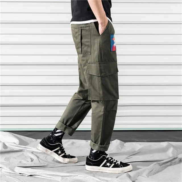 

Cool Autumn Fashion Men Joggers Hip Hop Harem Pants Streetwear Ribbons Casual Harajuku Trousers Black Japan Cargo Pants Male