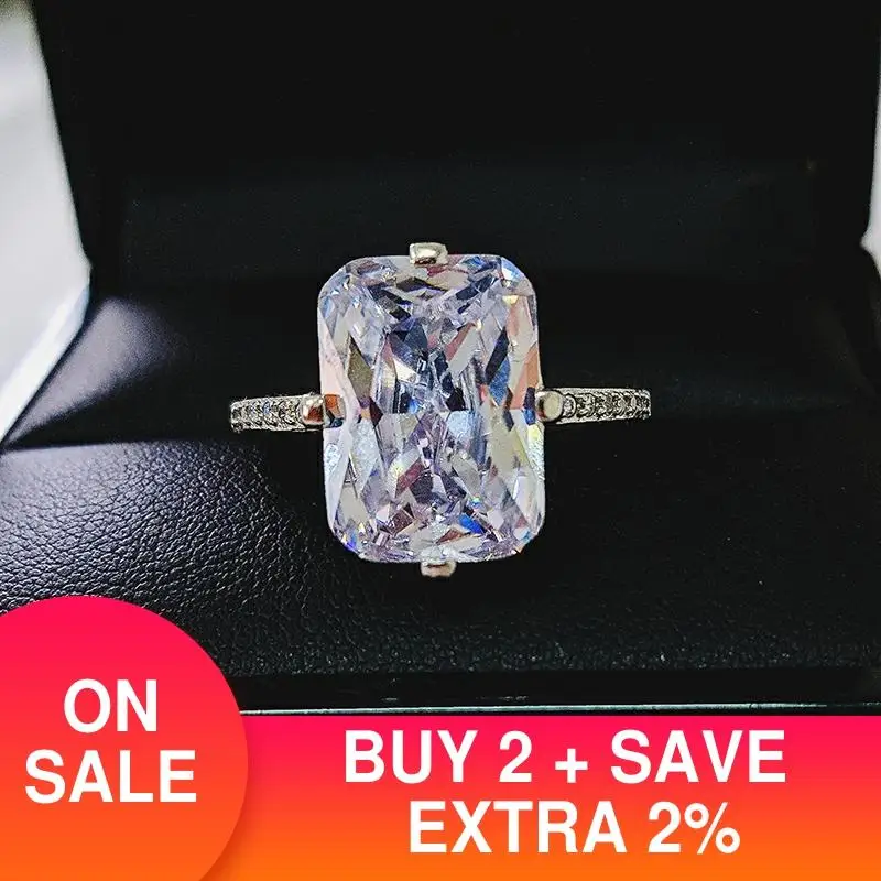 2021 New Luxury Radiant 925 Sterling Silver Engagement Ring For Women Lady Anniversary Gift Jewelry Wholesale R5339S | Украшения и