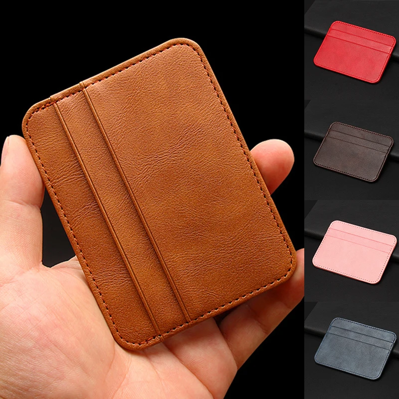 

1PC Leather Card Case Thin Mini Wallet Slim Bank Credit Card Holder 5 Card Slots Men's Business Small ID Case For Man Purse