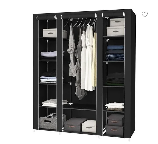 

100*30*176cm 10 Tiers Non-Woven Fabric Dustproof Shoe Rack Black Shoe Storage Organizer Cover Cabinet Shoes Holders
