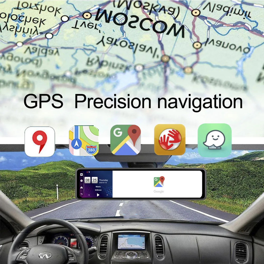 Зеркало заднего вида 12 дюймов Android 8 1 4G WiFi GPS 1080P | Автомобили и мотоциклы