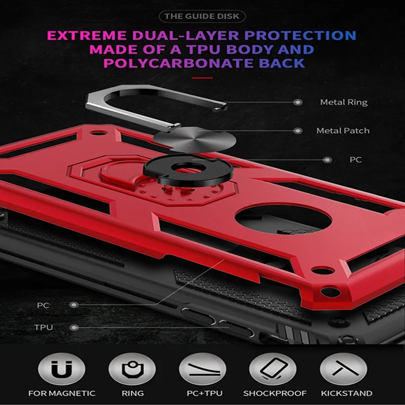 Luxury Phone Case For iPhone 7 8 6 Plus Silicone Armor Holder Cover SE XR XS Max 5.8 2019 With Finger Ring | Мобильные телефоны и