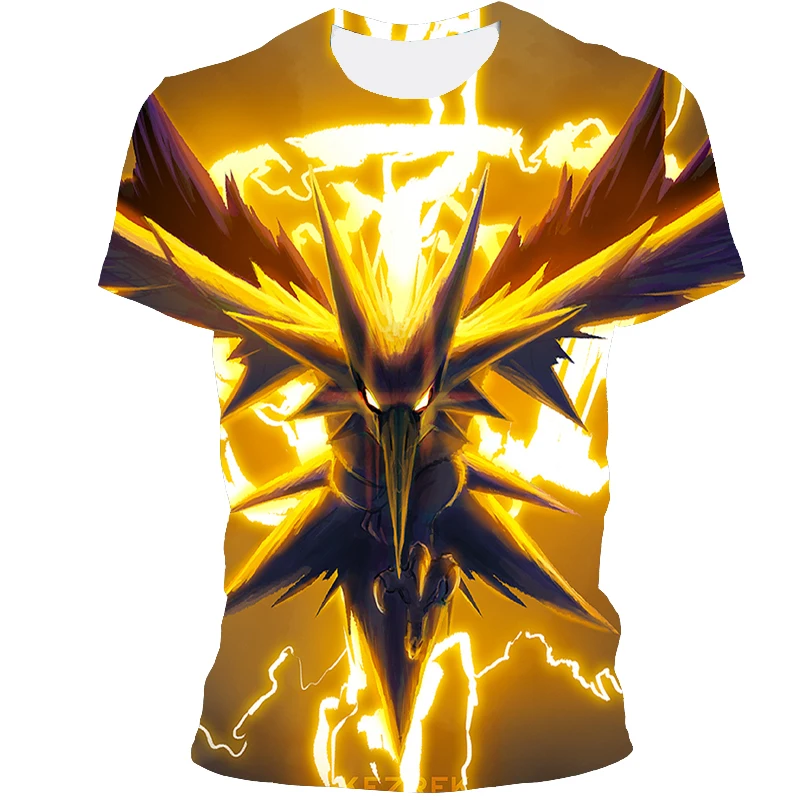 

2021 new 3D summer flying animal print T-shirt bird men's personality round neck short sleeve