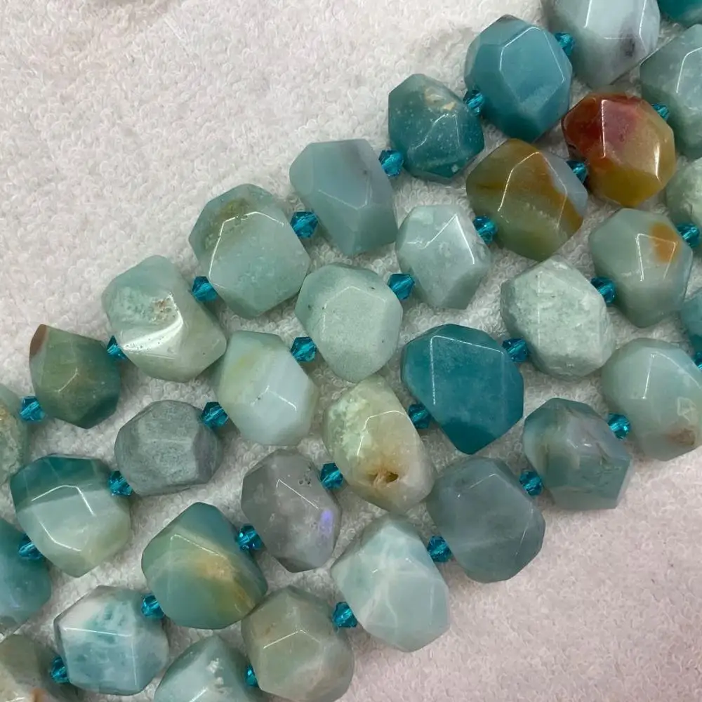 

16-18mm oval faceted blue amazonite stone beads natural gemstone beads DIY spacer beads for jewelry making strand 15" wholesale