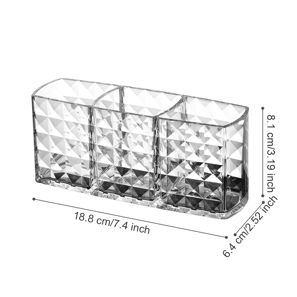 

Cosmetic Brush Holder Acrylic Makeup Brush Eyeliner Display Rack With 3 Grids Makeup Tools Pen Holder Table Organizer Pen Box