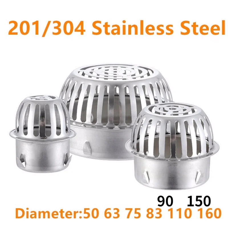 

201/304 Stainless Steel Balcony Roof Round Large Displacement Anti-blocking Floor Drain Outdoor Rain Bucket Drainage Floor Drain