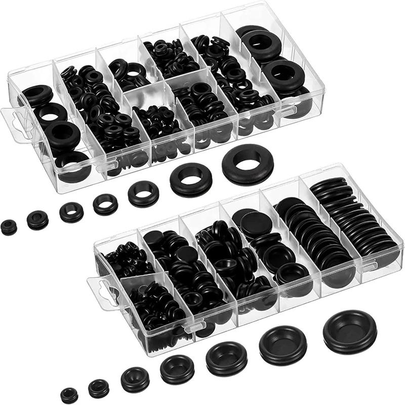 

350 Pieces Rubber Grommet Assortment Kit Firewall Hole Plug Wire Gasket Rubber Ring Gasket For Automotive (2 Boxes)