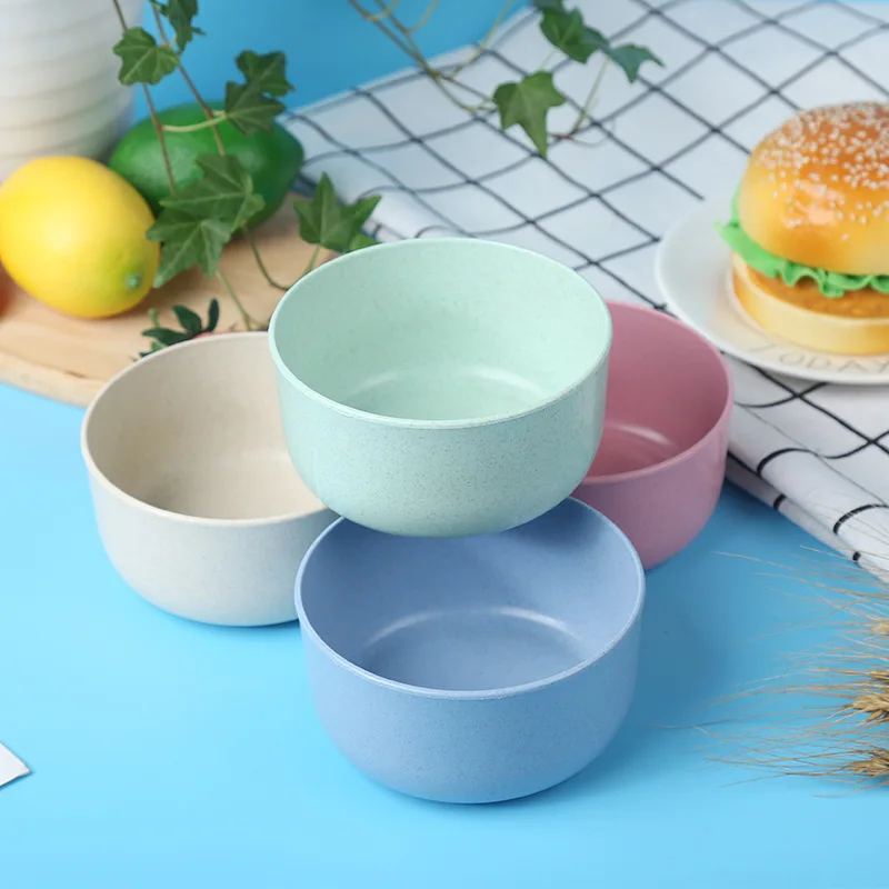

Children's Wheat Tableware Wheat Straw Bowl Household Instant Noodle Bowl Soup Bowl Dessert Bowl Gift Tableware Set