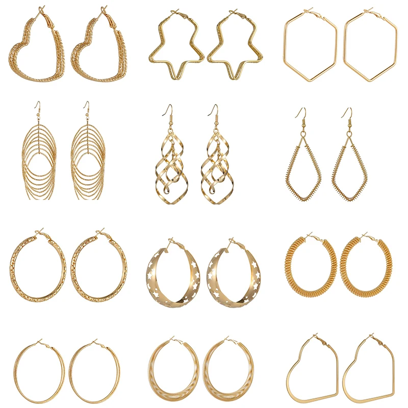 Серьги-кольца VIVILADY из сплава женские большие круглые украшения в форме сердца и