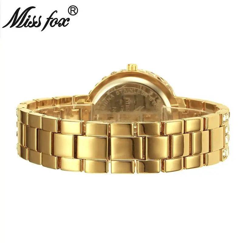 

MISSFOX 39mm Luxury Watches Women Top Brand Diamond Women Quartz Watches Stainless Steel Japan Movement Female Bayan Kol Saati