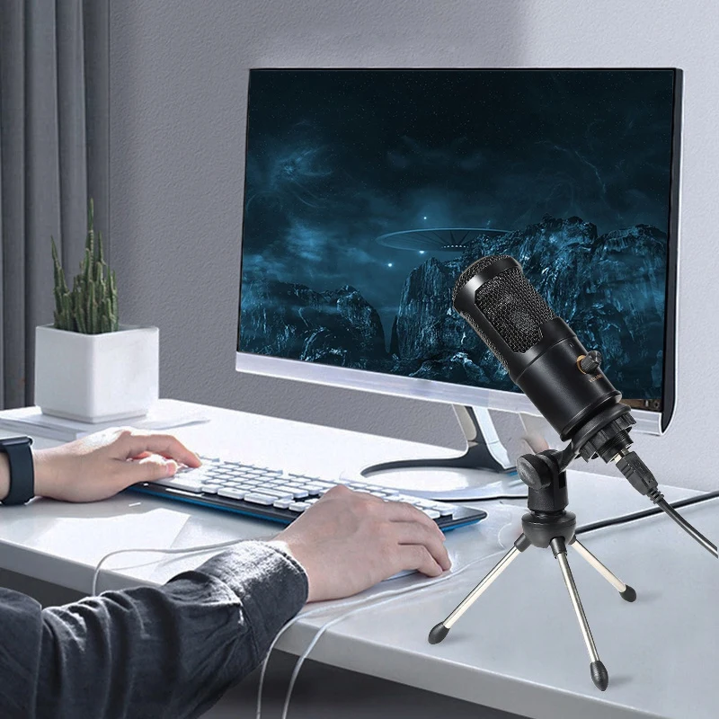 Кардиоидный конденсаторный микрофон USB-микрофон со штативом для записи