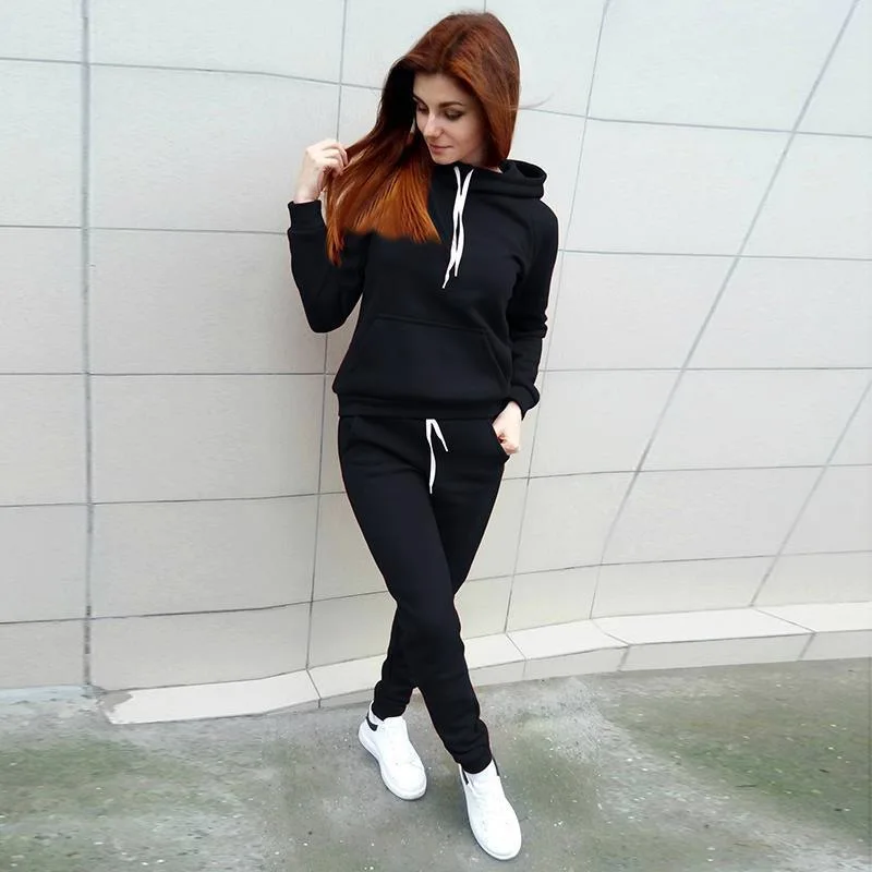 

Women Solid Color Womens Hoodie Thick Lined Thermal Sweatshirts Tops and Short Sets 2 Piece Outfit