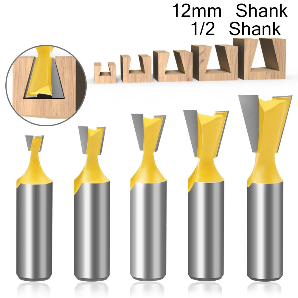 

1pc 12mm 1/2 Inch Shank Dovetail Router Bit 14 Degree Milling Cutter for Wood Woodworking CNC Engraving Tools