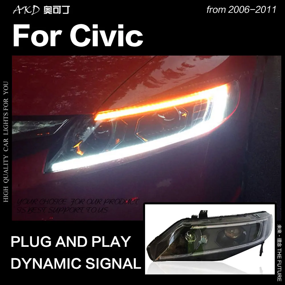 АКД Автомобиль Стайлинг фара для Honda Civic фары 2006-2011 Civic FD2 светодиодный фары DRL Hid Bi Xenon авто аксессуары