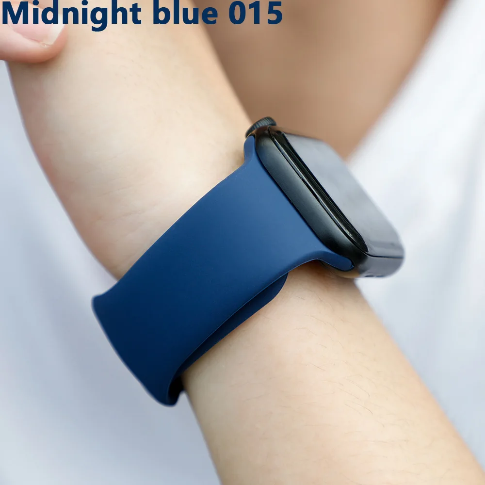 Ремешок для apple watch, ремешок для apple watch 5, 4, 3, iwatch, ремешок 42 мм, 44 мм, 38 мм, 40 мм, браслет Correa, силиконовый ремешок для часов, ремень, аксессуары - Цвет ремешка: Midnight blue 015
