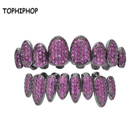 tophiphop new hip hop grillz skull zircon support irregular personality color gold tooth grillz mens womens jewelry