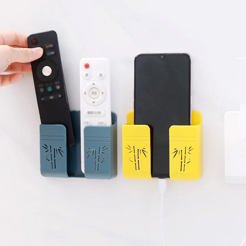 

Punch-Free Phone Storage Box Wall Mounted Remote Controller Organizer Plastic Mobile Charging Holder Household Storage Rack Box