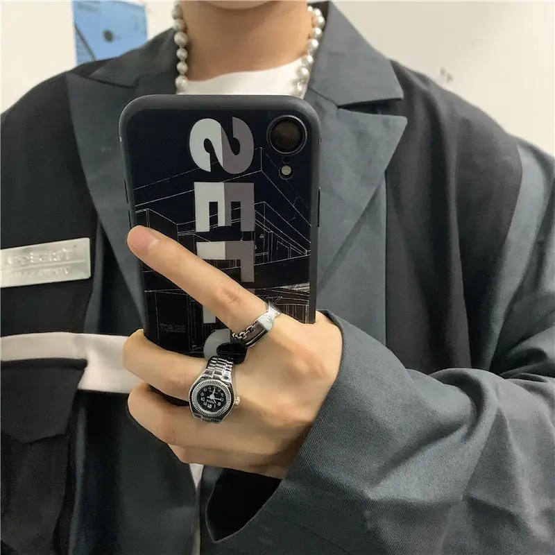 

New products Korea Harajuku wind power watch time ring lovers watch ring adjustable women's fashion luxury jewelry