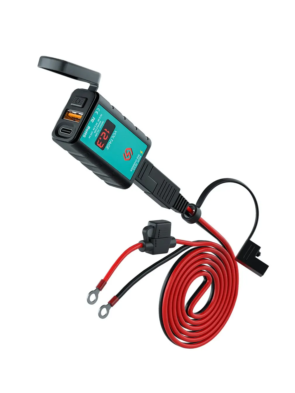 

PD Motorcycle Charger Replacement Waterproof SAE To USB Voltmeter ON/Off Switch Motorbike Power Supply Socket Accessories