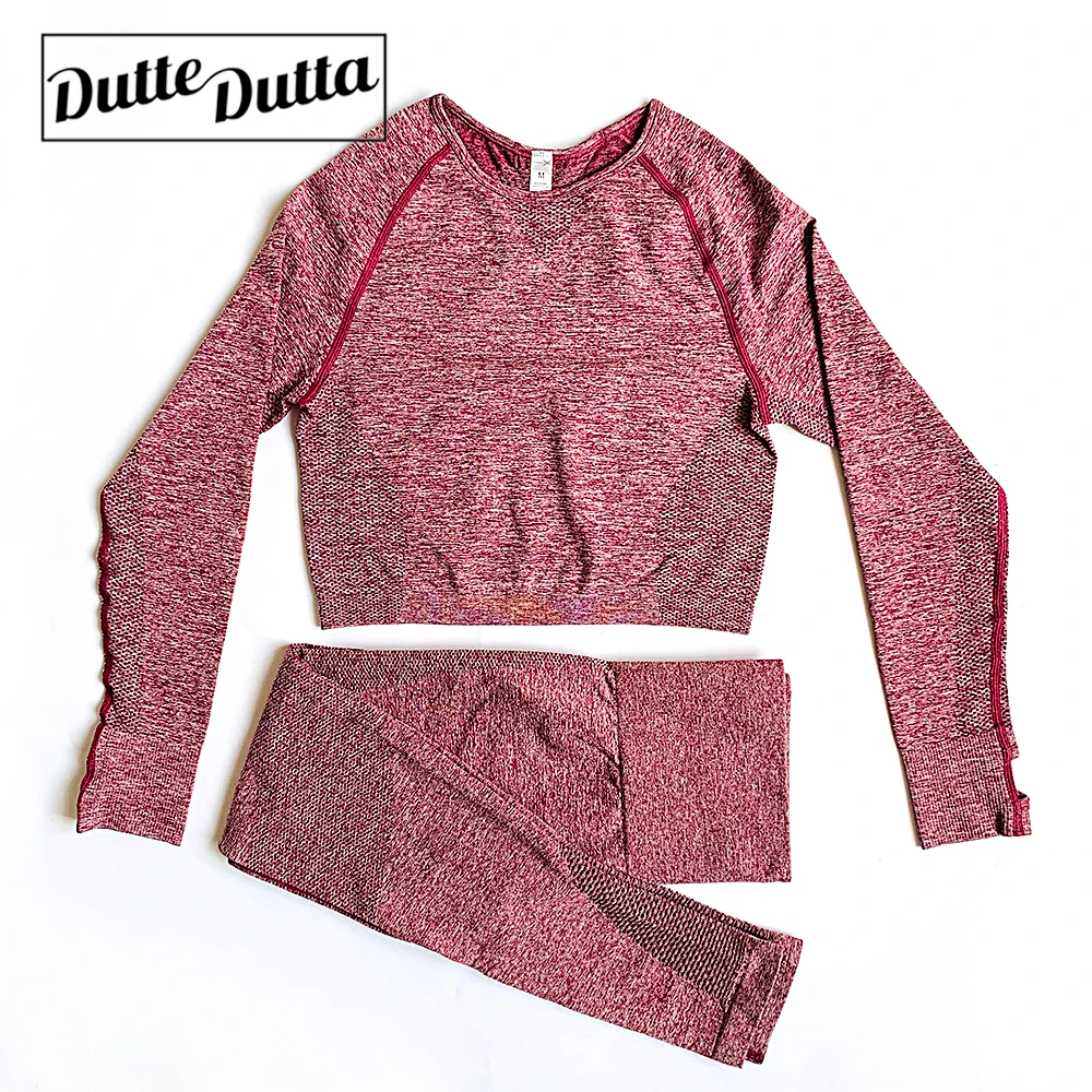 2 Piece Seamless Yoga Set Gym Clothing Tummy Control Pant+Long Sleeve Sportswear Suit | Спорт и развлечения