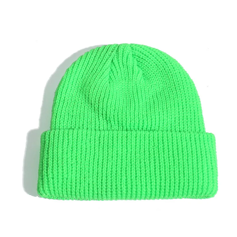 

Knitted Soild Color Beanie Hat Soft Winter Hats for Women Men Unisex Cuffed Beanies Comfortable Simple hip-hop Dance Hat 2021